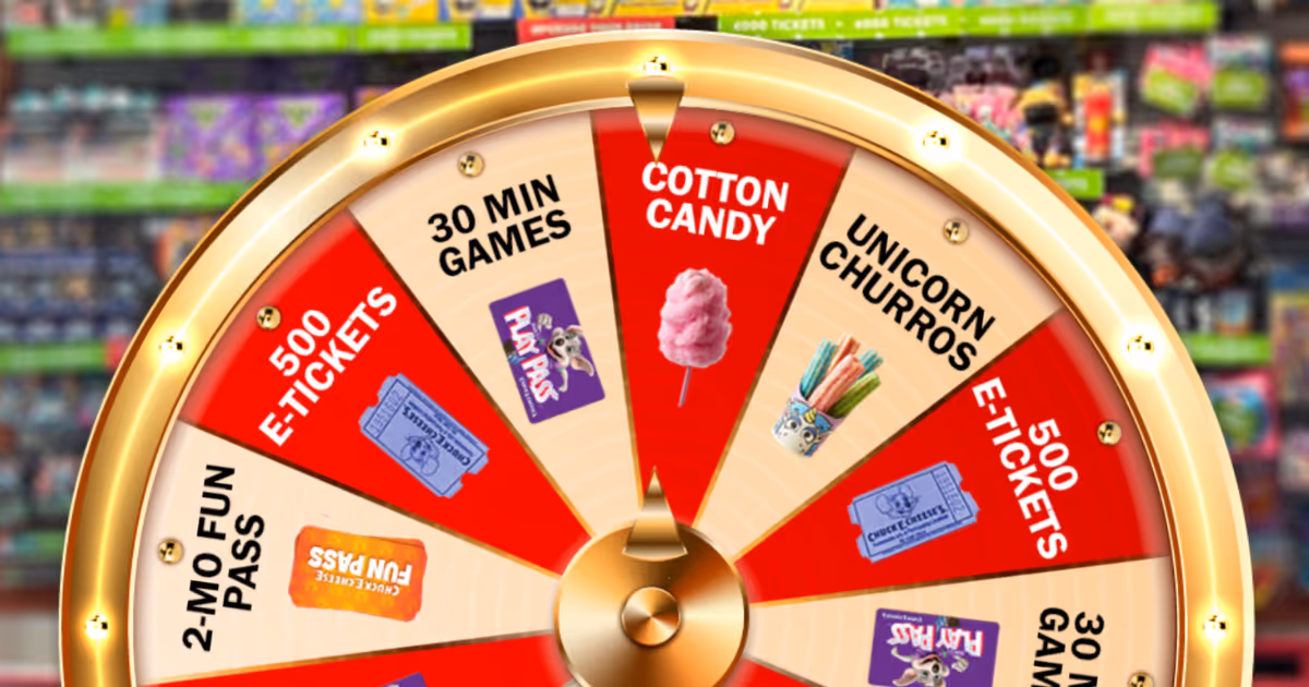 Chuck E. Cheese: Free Spin to Win 1 Awesome Prize!