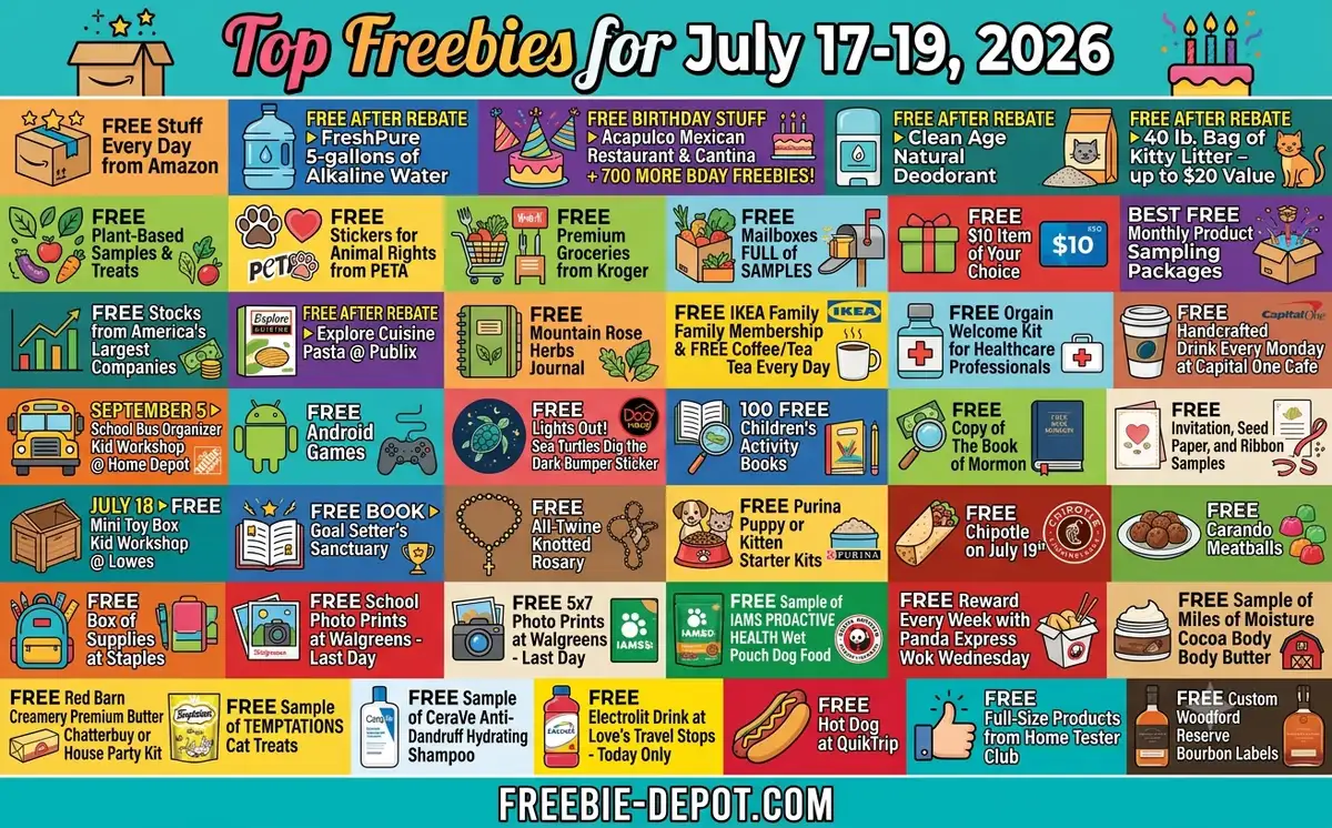 Free Amazing Freebies: Score 10+ Top Deals for July 17-19, 2026!