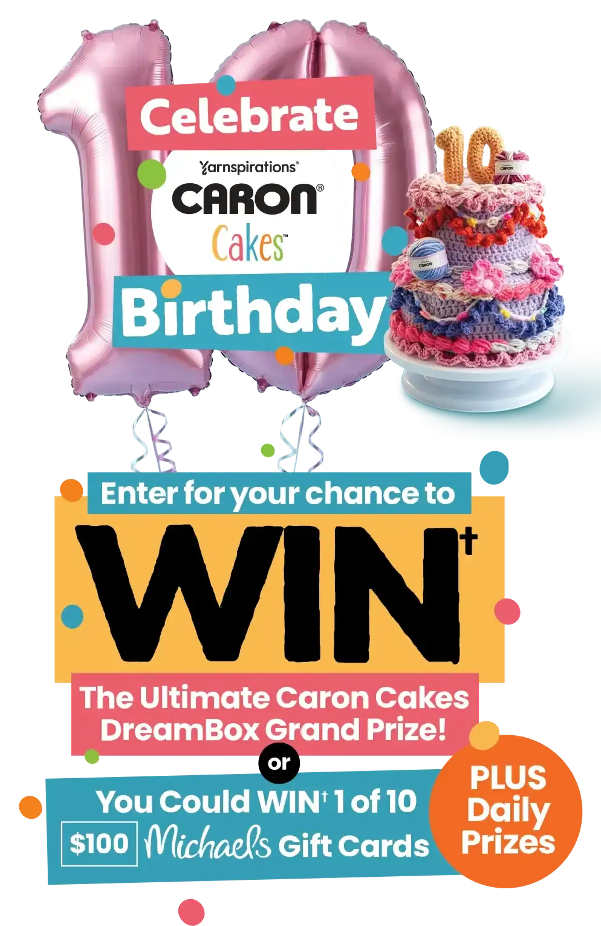 Free Caron Cakes 10th Birthday Sweepstakes: 55 Daily Tote & Yarn Wins!