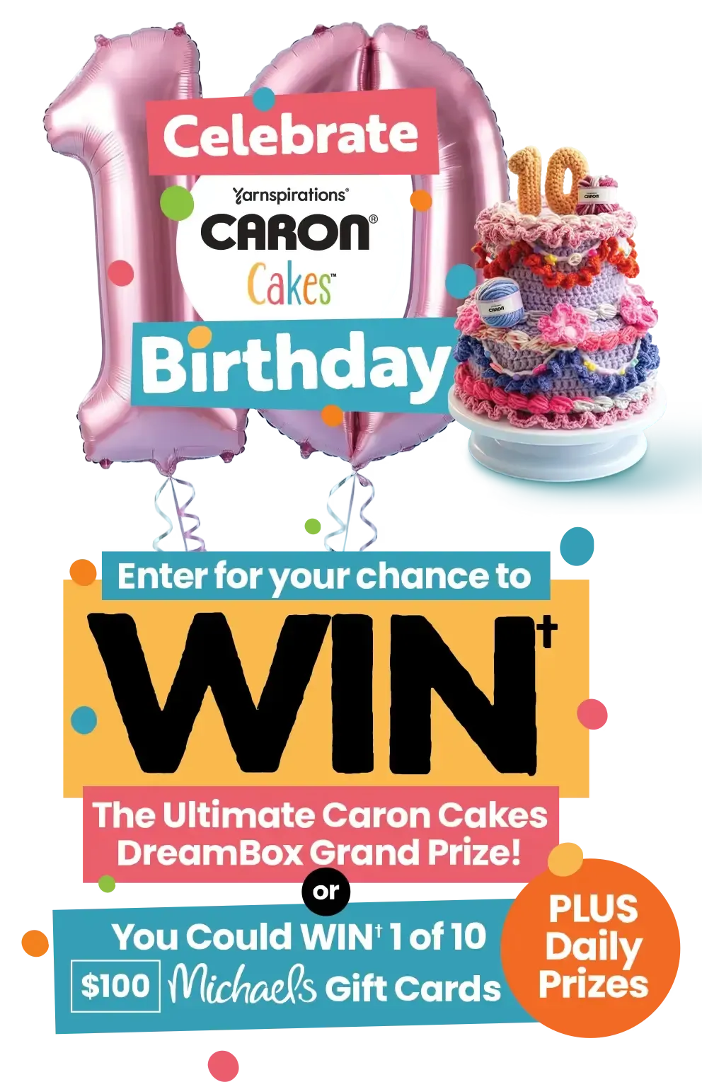 Free Caron Cakes 10th Birthday Sweepstakes: 55 Daily Tote & Yarn Wins!