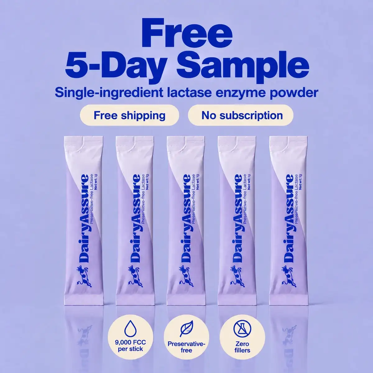 Free DairyAssure Lactase Sample: 5-Day Free Shipping!