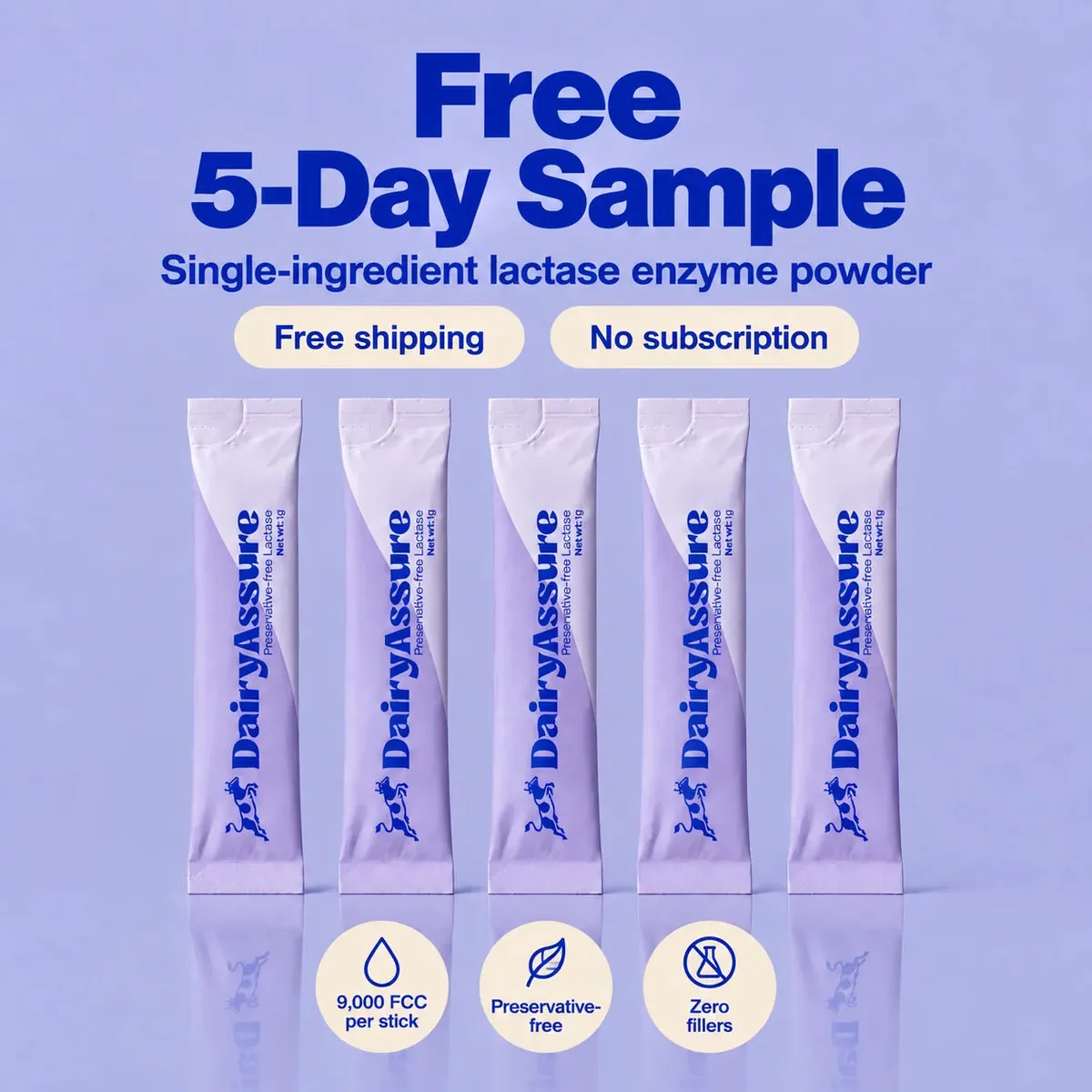 Free DairyAssure Lactase Sample: 5-Day Free Shipping!