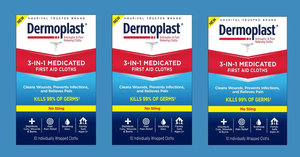 Free Dermoplast 3-in-1 Medicated First Aid Cloths: Get Yours Now!
