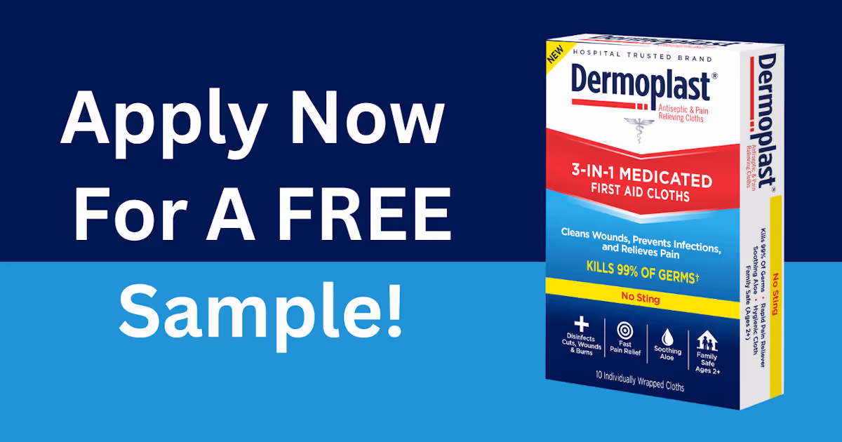 Free Dermoplast Sample: 3-in-1 First Aid Relief