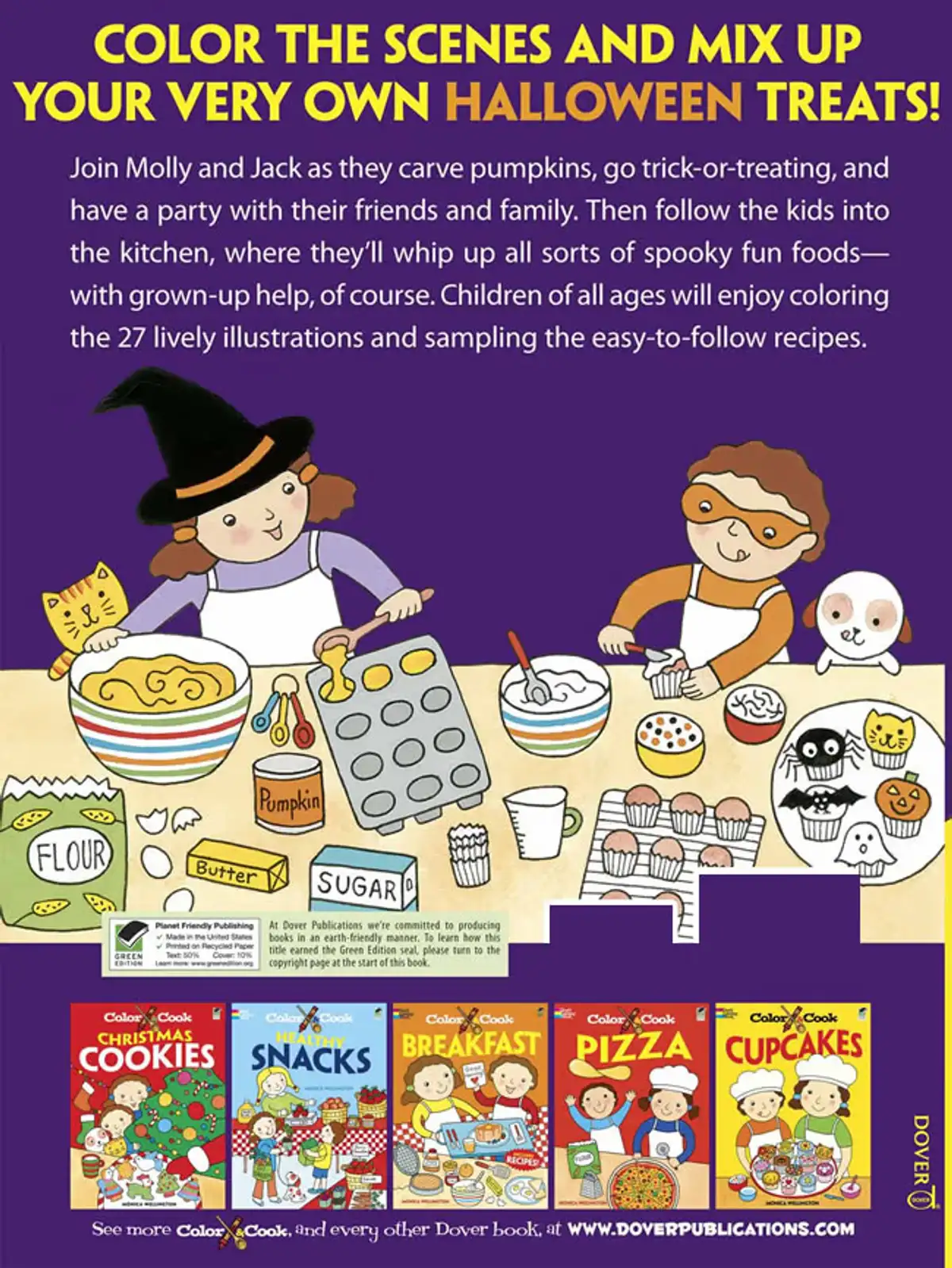 Free Dover Color & Cook Halloween: 4 Pages + Recipe (ages 4-8)