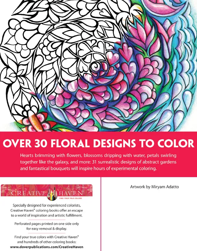 Free Dover Floral Frenzy: 6 Stunning Adult Coloring Pages!