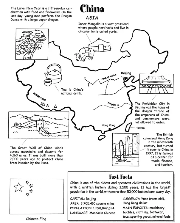 Free Dover Kids Printable: Around the World Coloring (8-11)!