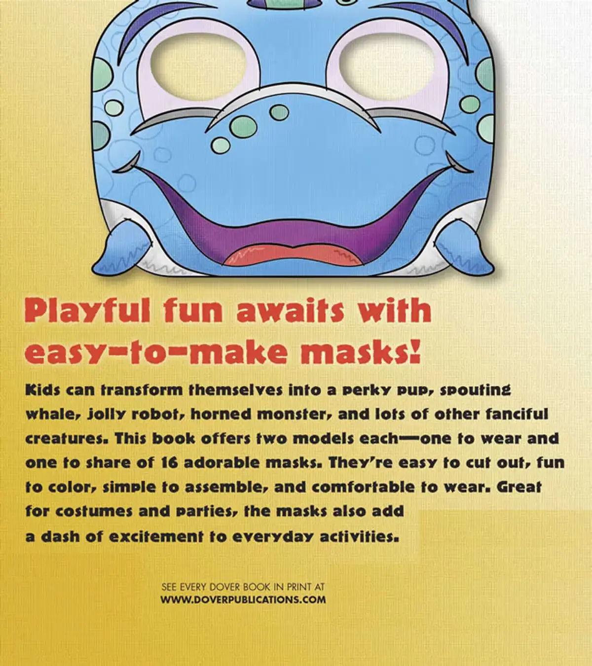 Free Dover Kids Printable Masks: 5 Monster Dragon Tiger Frog Owl