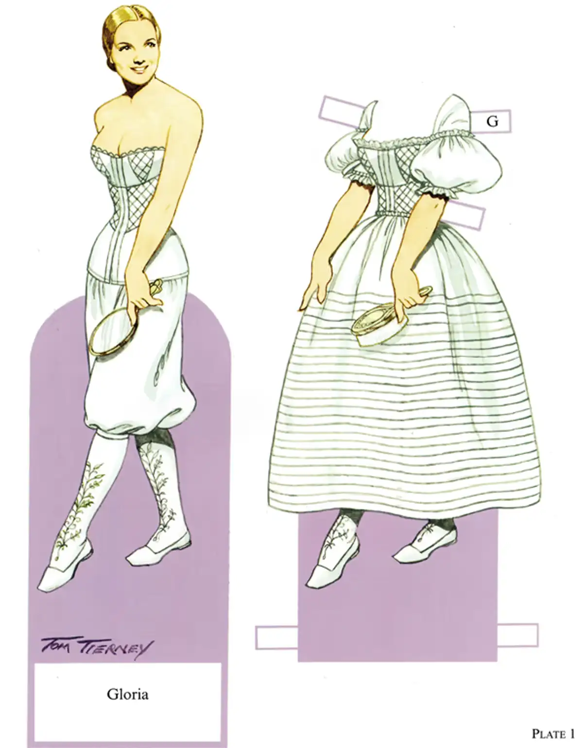 Free Dover Paper Dolls: Elegant Debutante Gowns 1800s Printable