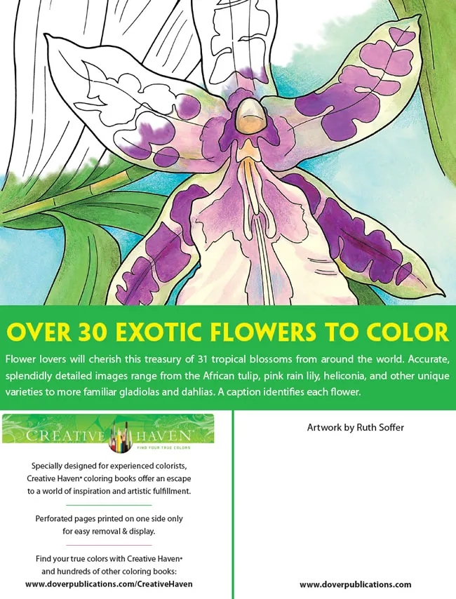 Free Dover Tropical Blooms: 6 Printable Coloring Pages!