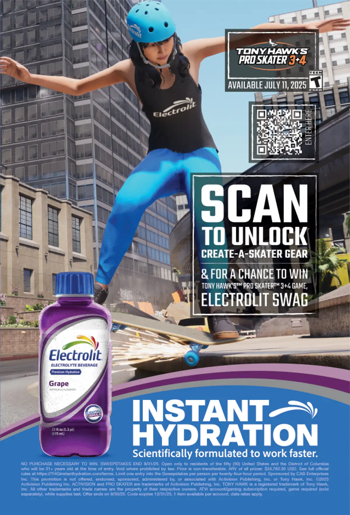 Free Electrolit: Win Tony Hawk Game + 5125 Prizes!