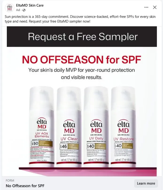 Free EltaMD Sampler: 3-Pack Sample via Facebook