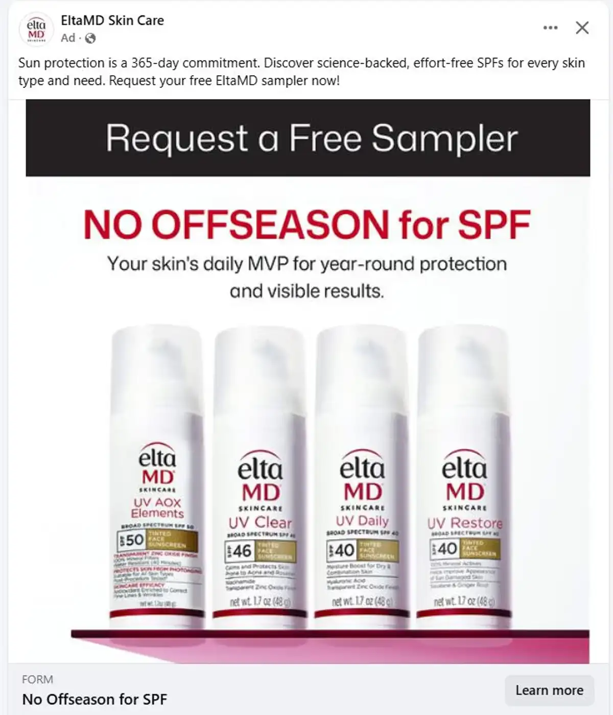 Free EltaMD Sampler: 3-Pack Sample via Facebook