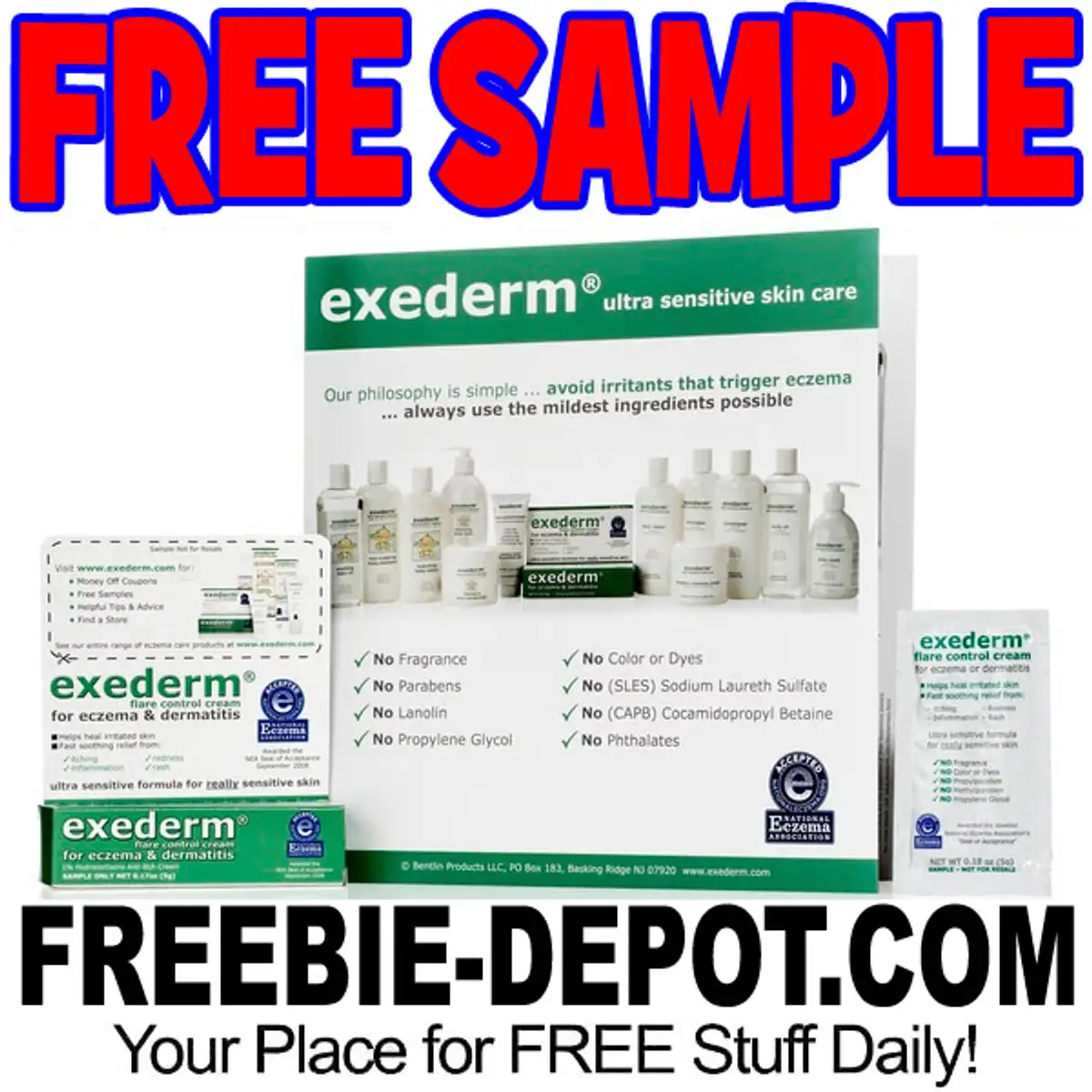 Free Exederm Ultra Sensitive Skin Care: Get 5 FREE Samples!