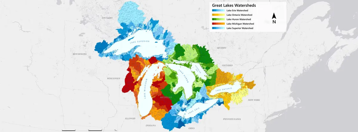 Free Great Lakes Watersheds Map: 3x2 ft from Fred Erb Foundation