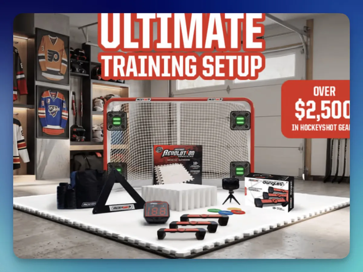 Win HockeyShot Ultimate Hockey Setup: 10-Pack Tiles & 50 Pucks