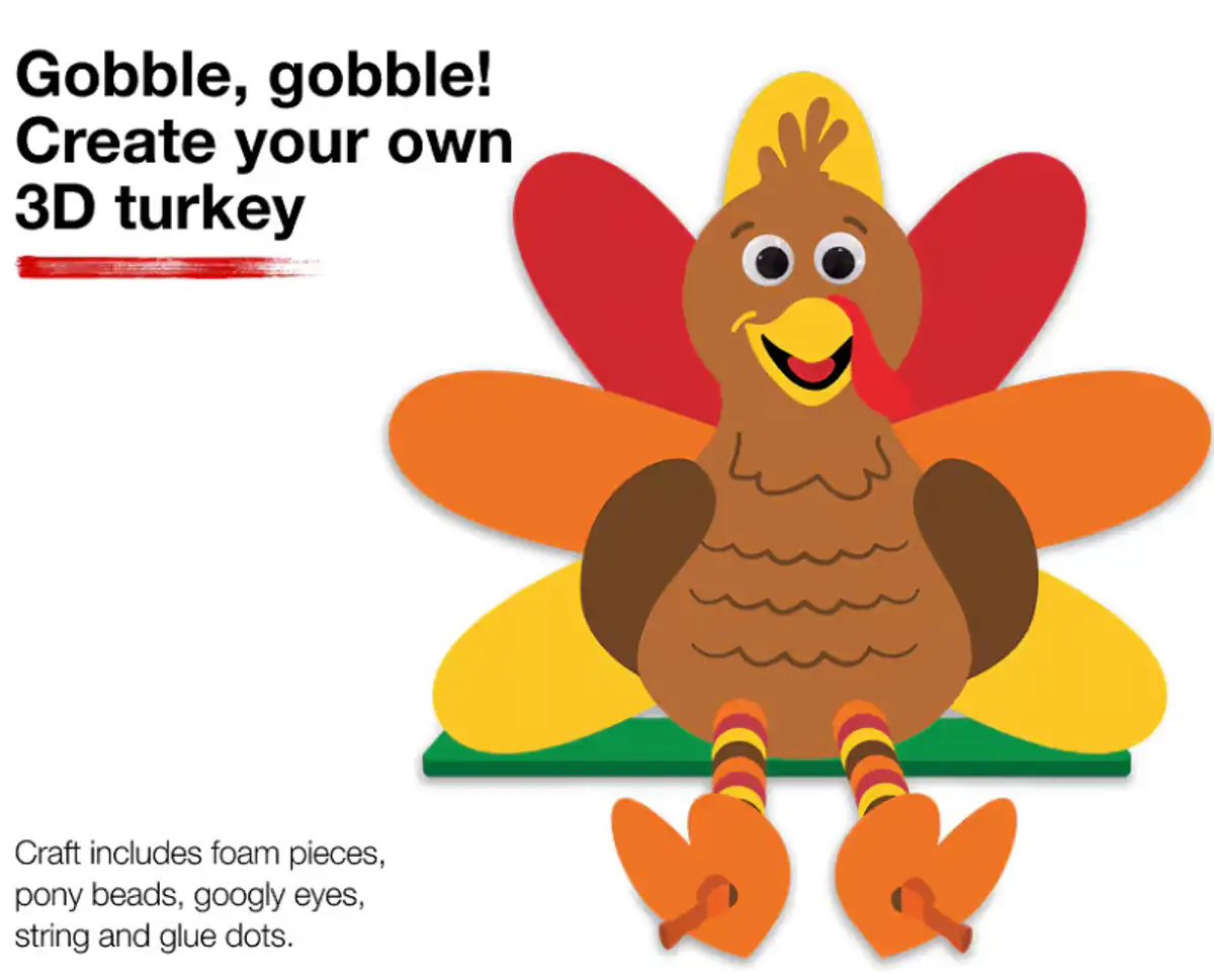 Free JCPenney Kids Zone Craft: Create Your Own 3D Turkey