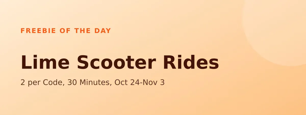 Free Lime Scooter Rides: 2 per Code, 30 Minutes, Oct 24-Nov 3