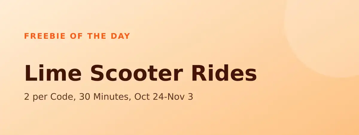 Free Lime Scooter Rides: 2 per Code, 30 Minutes, Oct 24-Nov 3