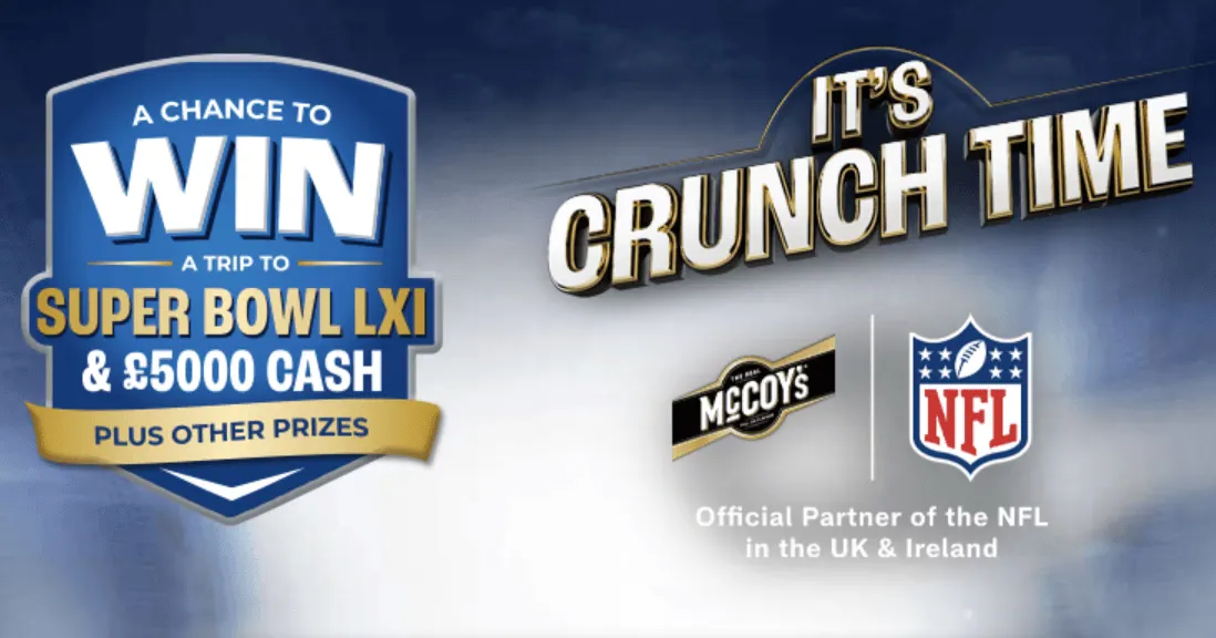 Free McCoy’s NFL £100 Cash Prizes + 4 4K TVs and Tickets!