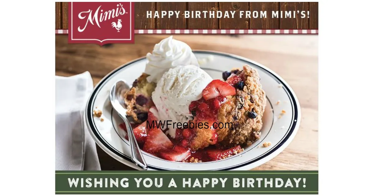 Free Mixed Berry Muffin Sundae from Mimi's Cafe - Birthday Offer