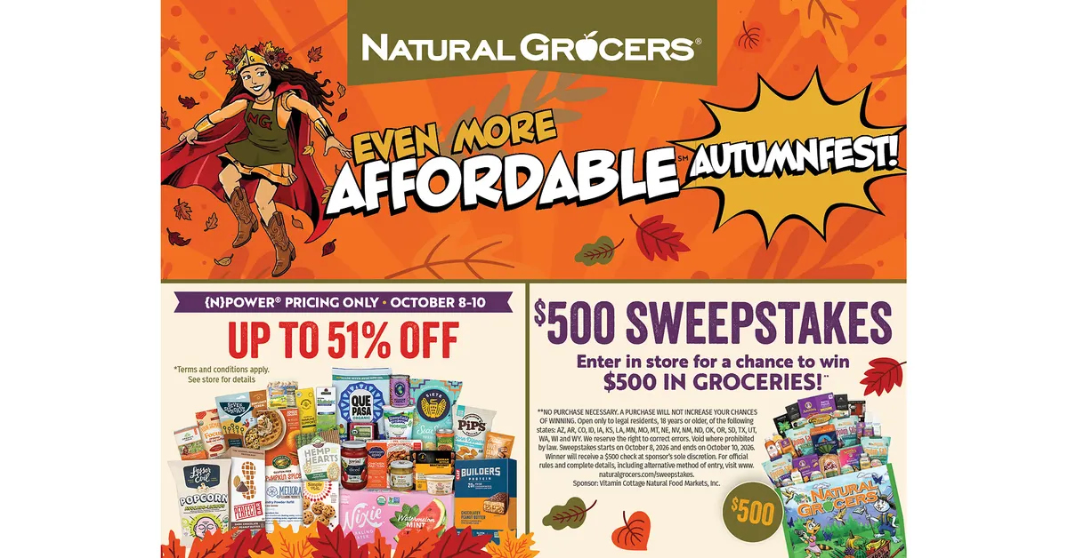 Free Natural Grocers Samples: In-Store Sampling Oct 8-10 12-2pm
