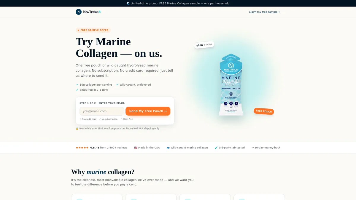 Free NewTrition Marine Collagen: 17g Wild‑Caught Boost!