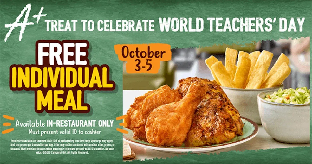 Free Pollo Campero Meal: 1 Amazing Deal for Teachers!