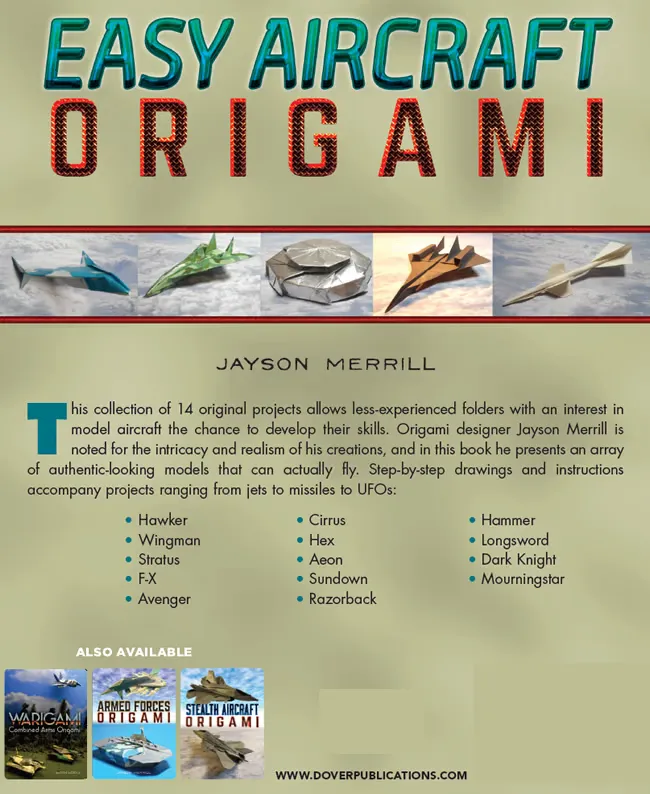 Free Printable Origami Aircraft Instructions: Dover Easy Aircraft