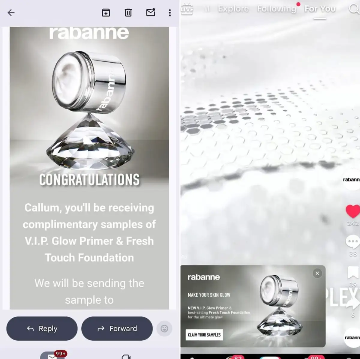 Free Rabanne Sample: Claim Primer & Foundation Now!