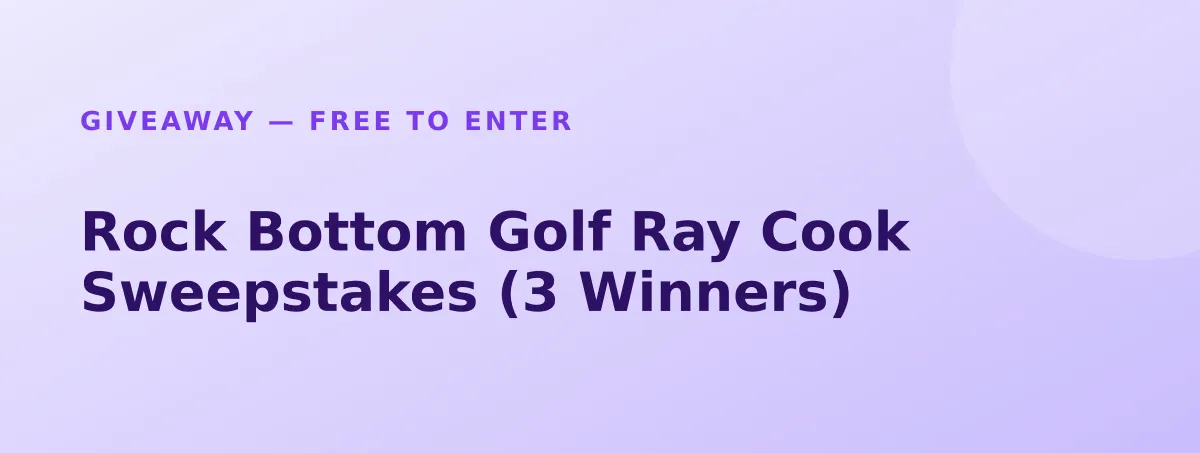 Free Rock Bottom Golf Ray Cook Sweepstakes (3 Winners)
