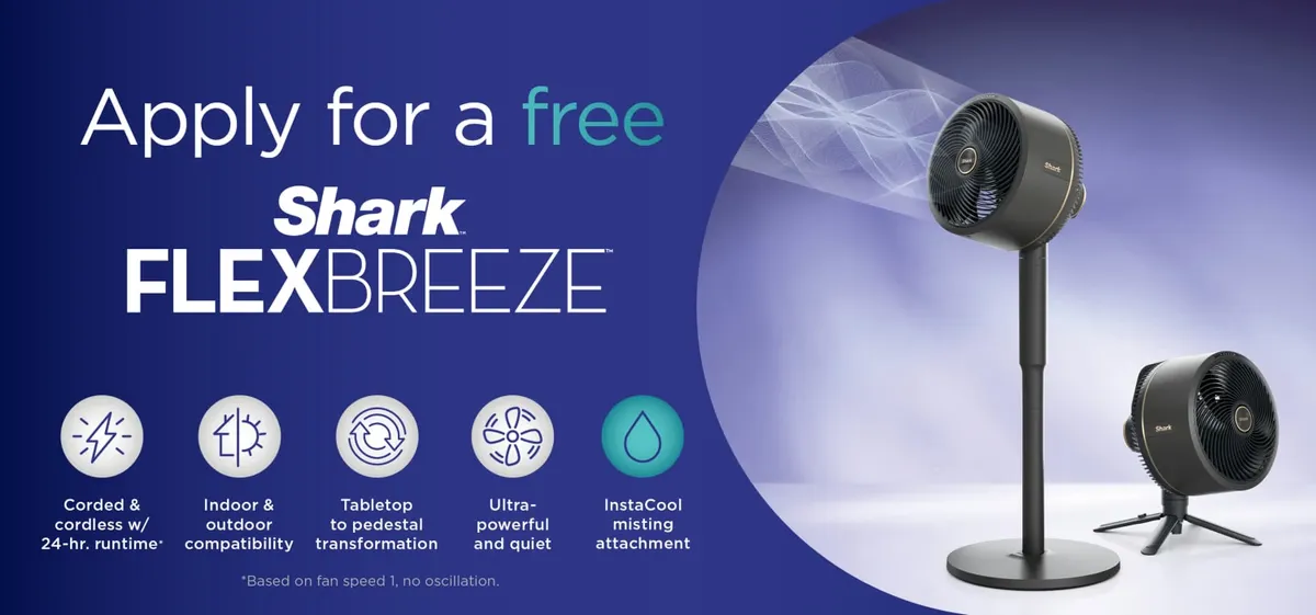 Free Shark FlexBreeze Fan: Instant Cool Mist & Battery Power!