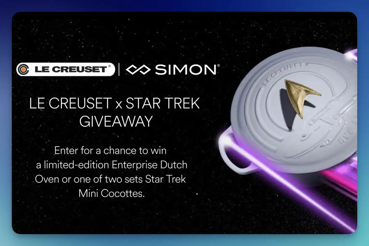 Free Simon x Le Creuset Sweepstakes: Win Star Trek Oven (3 Winners)
