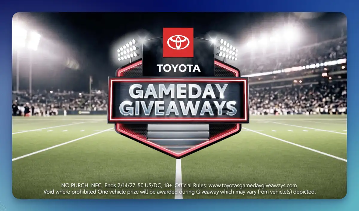 Free Toyota Gameday Giveaway: Win a New Car + $30k!