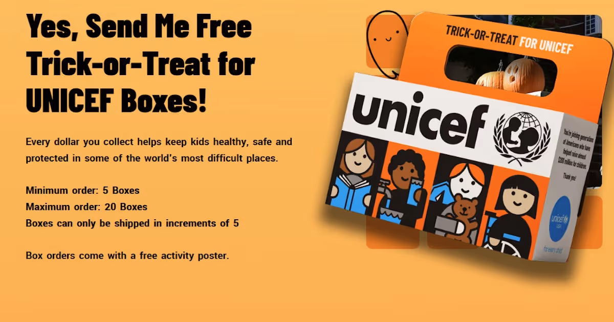 Free Trick-or-Treat UNICEF Box + Activity Poster
