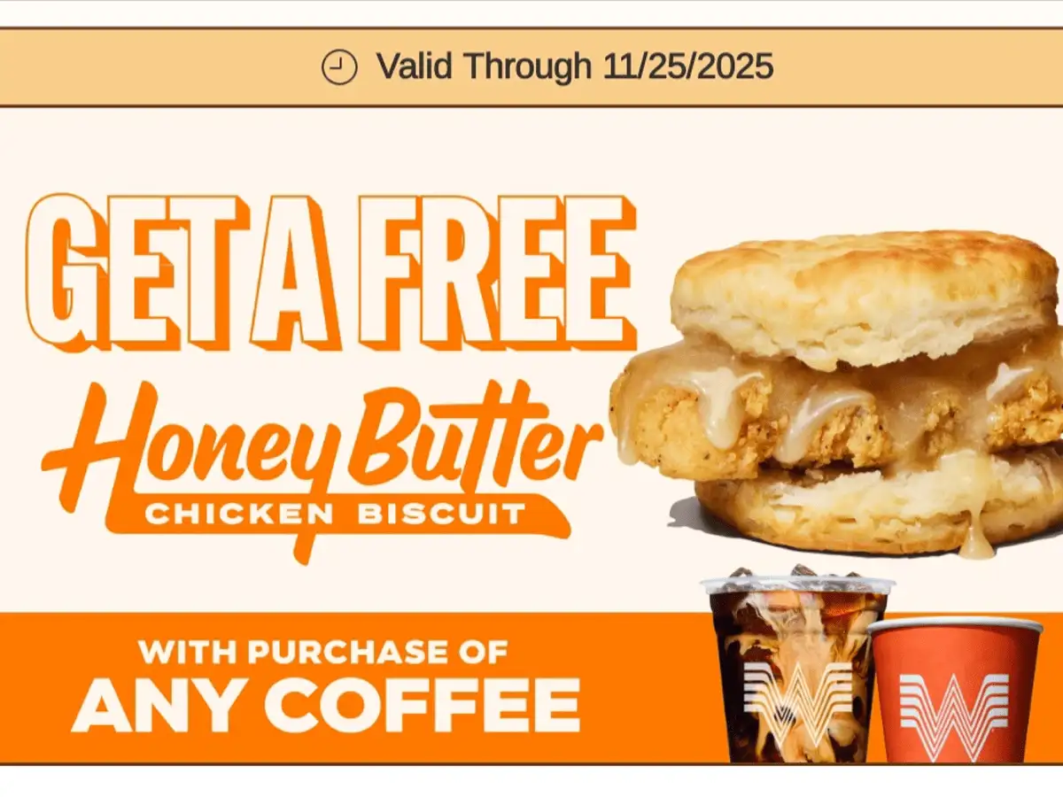 Free Whataburger Honey Butter Biscuit with Coffee Until Nov 25!