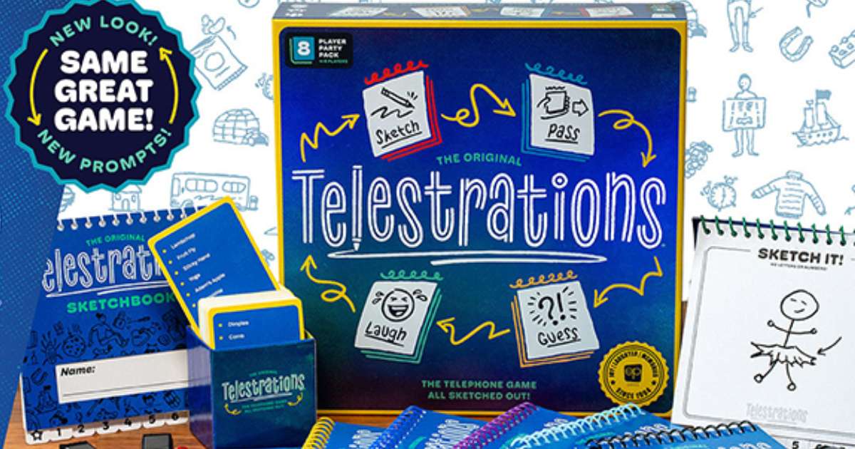 Telestrations - Il Gioco Da Tavolo Per Feste E Famiglia, Regalo Divertente Per Adulti E Ragazzi, Versione Telefono Senza Fili Con Disegni (Importato Dal Regno Unito, Istruzioni In Inglese)
