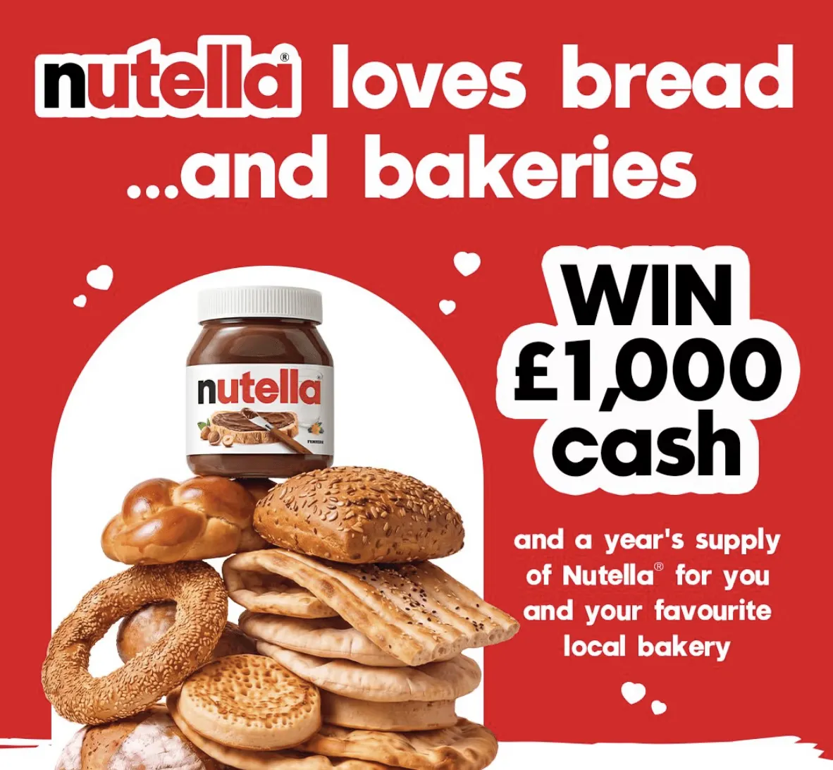 Win £1000 + Supply of Nutella — Nutella Sweepstakes (2 Winners)
