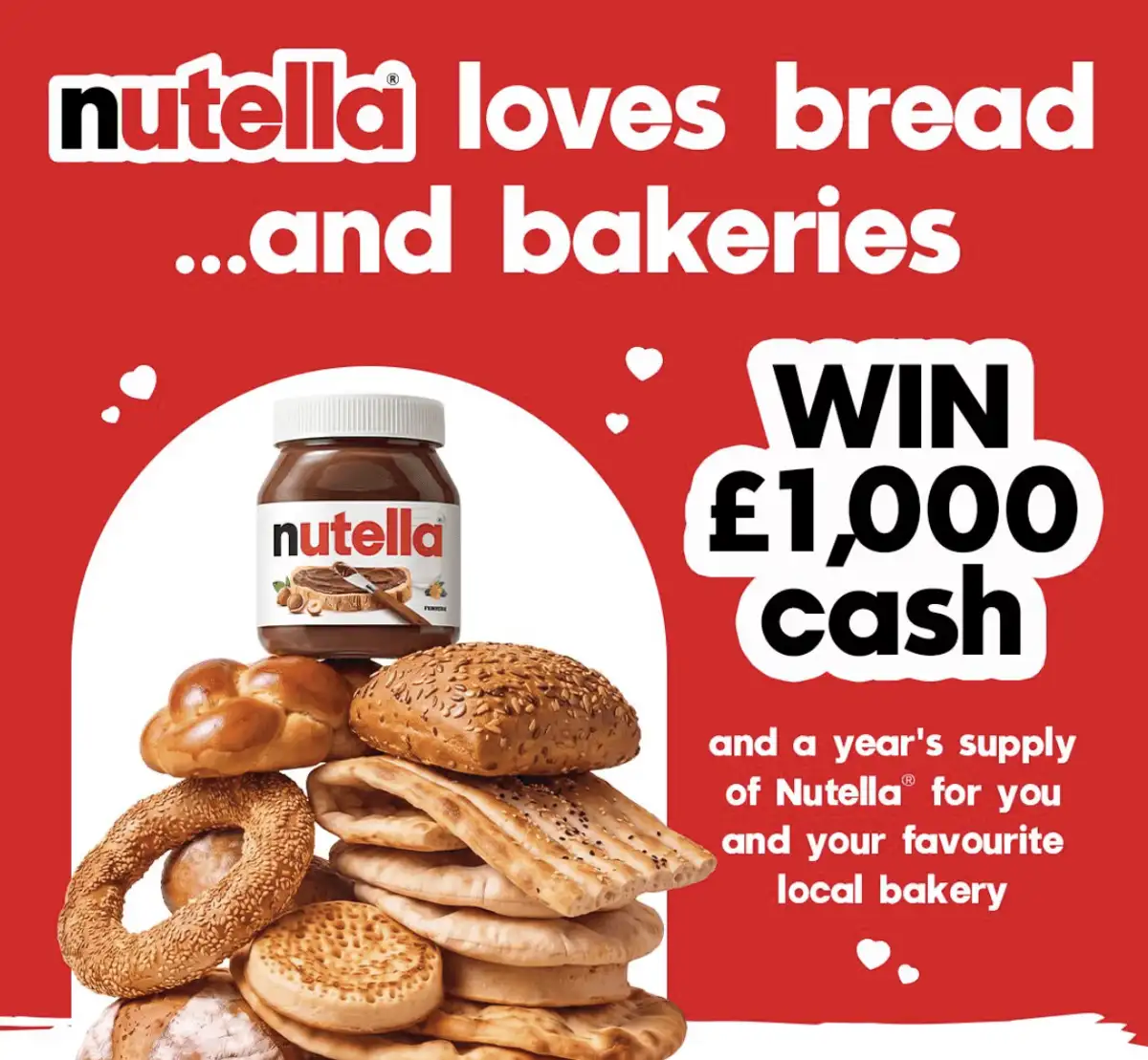 Win £1000 + Supply of Nutella — Nutella Sweepstakes (2 Winners)