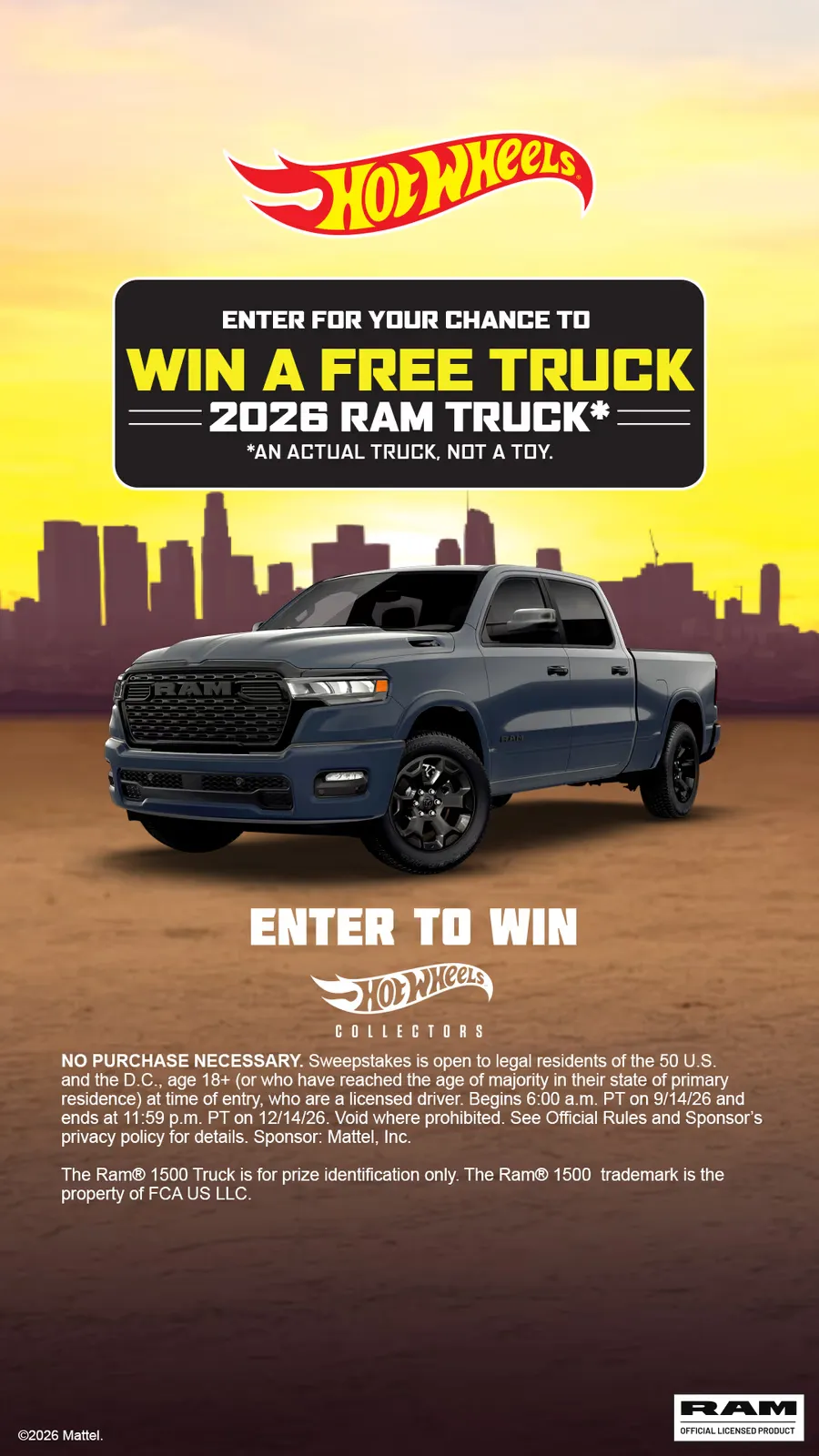 Win 2026 Ram 1500 Truck — Hot Wheels Sweepstakes (1 Winner)