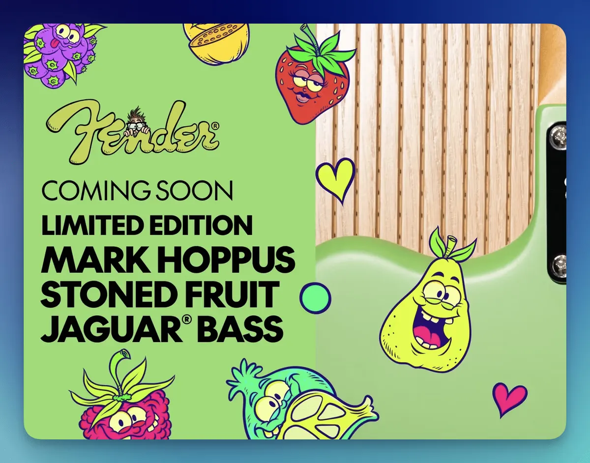 Win Fender Mark Hoppus Stoned Fruit Jaguar Bass — 1 Winner